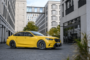 The 2025 BMW M5 is a high-performance luxury plug-in hybrid sedan.