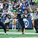 Tory Horton (15) scores on a 95-yard punt return against the New Orleans Saints on Sunday, Sept. 21, 2025 at Lumen Field in Seattle, Washington. (Photo courtesy of the Seattle Seahawks)