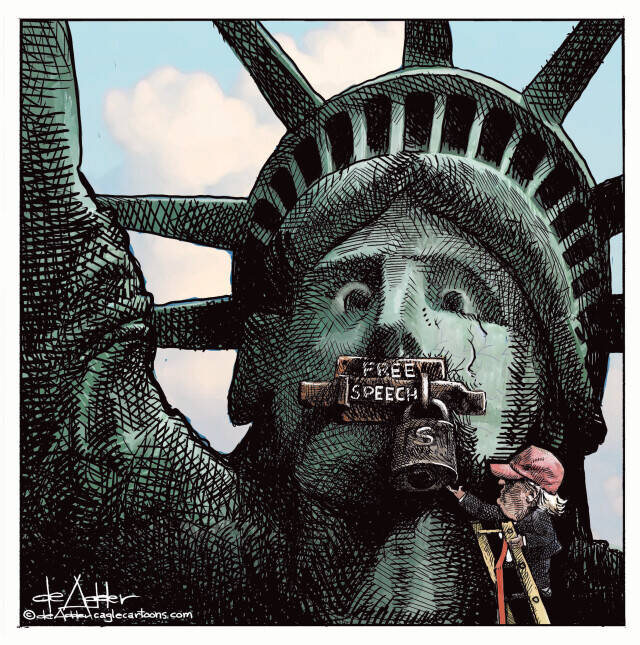 THis is an editorial cartoon by Michael de Adder . Michael de Adder was born in Moncton, New Brunswick. He studied art at Mount Allison University where he received a Bachelor of Fine Arts in drawing and painting. He began his career working for The Coast, a Halifax-based alternative weekly, drawing a popular comic strip called Walterworld which lampooned the then-current mayor of Halifax, Walter Fitzgerald. This led to freelance jobs at The Chronicle-Herald and The Hill Times in Ottawa, Ontario.

 

After freelancing for a few years, de Adder landed his first full time cartooning job at the Halifax Daily News. After the Daily News folded in 2008, he became the full-time freelance cartoonist at New Brunswick Publishing. He was let go for political views expressed through his work including a cartoon depicting U.S. President Donald Trump’s border policies. He now freelances for the Halifax Chronicle Herald, the Toronto Star, Ottawa Hill Times and Counterpoint in the USA. He has over a million readers per day and is considered the most read cartoonist in Canada.

 

Michael de Adder has won numerous awards for his work, including seven Atlantic Journalism Awards plus a Gold Innovation Award for news animation in 2008. He won the Association of Editorial Cartoonists' 2002 Golden Spike Award for best editorial cartoon spiked by an editor and the Association of Canadian Cartoonists 2014 Townsend Award. The National Cartoonists Society for the Reuben Award has shortlisted him in the Editorial Cartooning category. He is a past president of the Association of Canadian Editorial Cartoonists and spent 10 years on the board of the Cartoonists Rights Network.