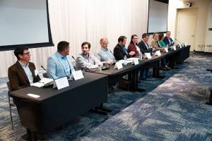 Everett City Council and mayoral candidates at a candidate forum on Thursday, Oct. 10 at Everett Station. (Will Geschke / The Herald)