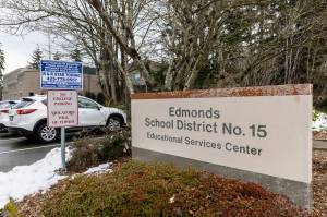 The Edmonds School District building on Friday, Feb. 14, 2025 in Lynnwood, Washington. (Olivia Vanni / The Herald)