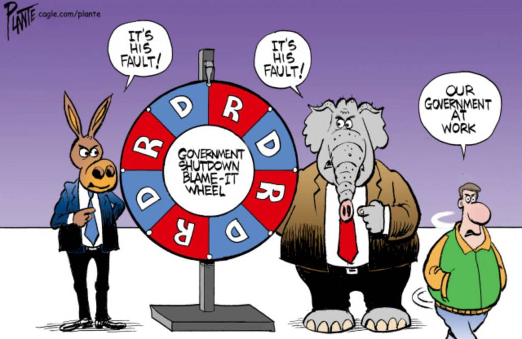 The Shutdown Blame-it Wheel, Government Shutdown, U.S. Congress, DACA, United States Senate, United States House of Representatives, GOP, DNC, Democratic Party, Republican Party, President Donald J. Trump
