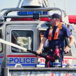 Marine 16, a fire and rescue boat based at the Port of Edmonds, uses streams of water directly from the bay to wash away the droppings. (South County Fire)