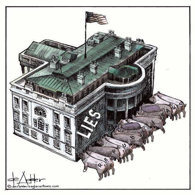 THis is an editorial cartoon by Michael de Adder . Michael de Adder was born in Moncton, New Brunswick. He studied art at Mount Allison University where he received a Bachelor of Fine Arts in drawing and painting. He began his career working for The Coast, a Halifax-based alternative weekly, drawing a popular comic strip called Walterworld which lampooned the then-current mayor of Halifax, Walter Fitzgerald. This led to freelance jobs at The Chronicle-Herald and The Hill Times in Ottawa, Ontario.

 

After freelancing for a few years, de Adder landed his first full time cartooning job at the Halifax Daily News. After the Daily News folded in 2008, he became the full-time freelance cartoonist at New Brunswick Publishing. He was let go for political views expressed through his work including a cartoon depicting U.S. President Donald Trump’s border policies. He now freelances for the Halifax Chronicle Herald, the Toronto Star, Ottawa Hill Times and Counterpoint in the USA. He has over a million readers per day and is considered the most read cartoonist in Canada.

 

Michael de Adder has won numerous awards for his work, including seven Atlantic Journalism Awards plus a Gold Innovation Award for news animation in 2008. He won the Association of Editorial Cartoonists' 2002 Golden Spike Award for best editorial cartoon spiked by an editor and the Association of Canadian Cartoonists 2014 Townsend Award. The National Cartoonists Society for the Reuben Award has shortlisted him in the Editorial Cartooning category. He is a past president of the Association of Canadian Editorial Cartoonists and spent 10 years on the board of the Cartoonists Rights Network.