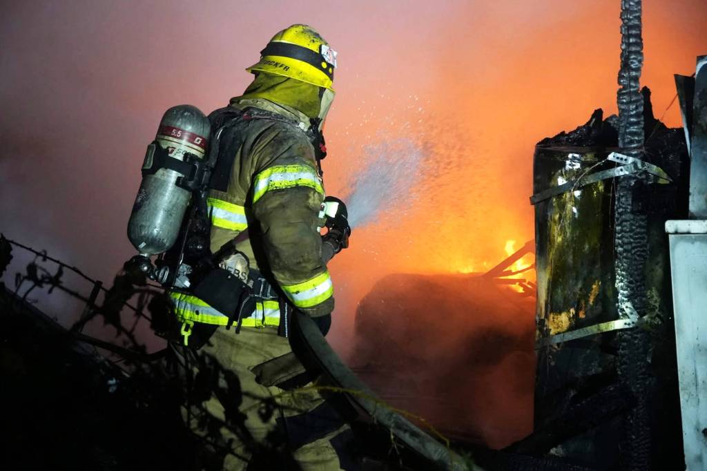 Snohomish Regional Fire and Rescue
Firefighters extinguished an early morning house fire that displaced six residents and eight dogs on Tuesday in Monroe.