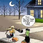 A kid wears a Trump costume, GOP, RNC, MAGA, President  Donald J. Trump, trouble with womwnt,  Republican Party, RNC, trouble with women, Halloween