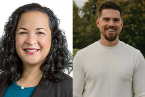 Linda Redmon, left, and Aaron Hoffman