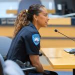 Edmonds Police Chief Loi Dawkins speaks after the city council approved her appointment on Tuesday, July 8, 2025 in Edmonds, Washington. (Olivia Vanni / The Herald)