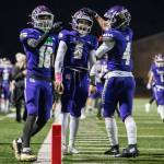 Lake Stevens' Blake Moser (6) celebrates his touchdown during the game against Arlington on Oct. 31, 2025 in Lake Stevens, Washington. (Olivia Vanni / The Herald)