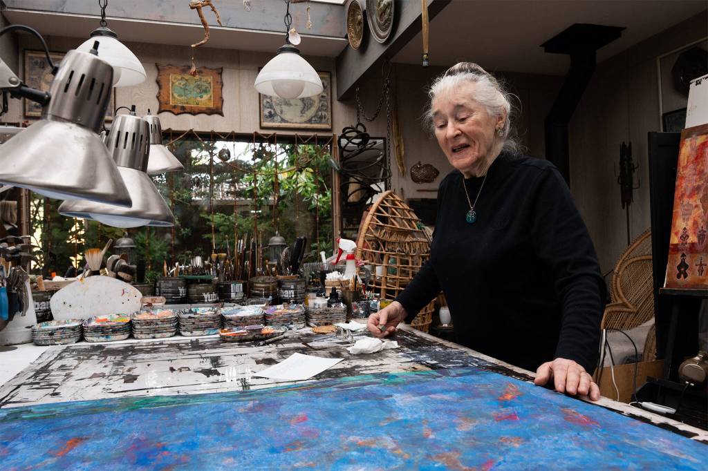 dElaine Herard Johnson in her art studio on Wednesday in Edmonds.
