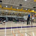 The Everett volleyball team sets the ball during a district quarterfinal match against Edmonds-Woodway on Tuesday at Edmonds-Woodway H.S. in Edmonds. (Qasim Ali / The Herald)
The Everett volleyball team sets the ball during a district quarterfinal match against Edmonds-Woodway on Tuesday at Edmonds-Woodway H.S. in Edmonds. (Qasim Ali / The Herald)