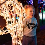 Stratton Atwood, 3, stands next to a reindeer at the Tulalip Lights and Ice event on Saturday in Tulalip. (Will Geschke / The Herald)