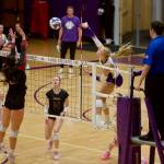 Lake Stevens senior Laura Eichert gets a kill during the Vikings 3-0 win against Mount Si in the District 1/2 4A semifinals at Lake Stevens High School on Nov. 13, 2025. (Joe Pohoryles / The Herald)