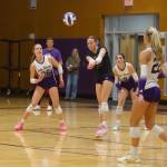 Lake Stevens sophomore Audrey Iseminger bumps the ball during the Vikings 3-0 win against Mount Si in the District 1/2 4A semifinals at Lake Stevens High School on Nov. 13, 2025. (Joe Pohoryles / The Herald)