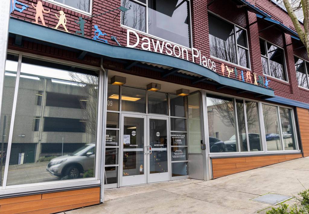 The outside of Dawson Place and Providence Intervention Center on Nov. 21, 2025 in Everett, Washington. (Olivia Vanni / The Herald)