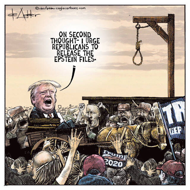 THis is an editorial cartoon by Michael de Adder . Michael de Adder was born in Moncton, New Brunswick. He studied art at Mount Allison University where he received a Bachelor of Fine Arts in drawing and painting. He began his career working for The Coast, a Halifax-based alternative weekly, drawing a popular comic strip called Walterworld which lampooned the then-current mayor of Halifax, Walter Fitzgerald. This led to freelance jobs at The Chronicle-Herald and The Hill Times in Ottawa, Ontario.

 

After freelancing for a few years, de Adder landed his first full time cartooning job at the Halifax Daily News. After the Daily News folded in 2008, he became the full-time freelance cartoonist at New Brunswick Publishing. He was let go for political views expressed through his work including a cartoon depicting U.S. President Donald Trump’s border policies. He now freelances for the Halifax Chronicle Herald, the Toronto Star, Ottawa Hill Times and Counterpoint in the USA. He has over a million readers per day and is considered the most read cartoonist in Canada.

 

Michael de Adder has won numerous awards for his work, including seven Atlantic Journalism Awards plus a Gold Innovation Award for news animation in 2008. He won the Association of Editorial Cartoonists' 2002 Golden Spike Award for best editorial cartoon spiked by an editor and the Association of Canadian Cartoonists 2014 Townsend Award. The National Cartoonists Society for the Reuben Award has shortlisted him in the Editorial Cartooning category. He is a past president of the Association of Canadian Editorial Cartoonists and spent 10 years on the board of the Cartoonists Rights Network.