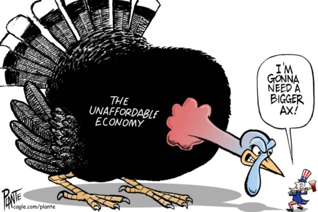 The Big Turkey of the Year, unaffordable, economy, Thanksgiving, Uncle Sam, bigger ax, RNC, GOP, Republican Party, President Donald J. Trump, inflation, tariffs, health, care, insurance, Big Beautiful Bill