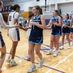 Tenison Woods and Lake Stevens high-five after their game on Dec. 2, 2025 in Lake Stevens, Washington. (Olivia Vanni / The Herald)