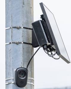 A Flock Safety camera on Oct. 28, 2025 in Lynnwood, Washington. (Olivia Vanni / The Herald)