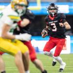 Archbishop Murphys Evan Ruiz runs with the ball during the 2A state championship game against Tumwater at Husky Stadium on Saturday, Dec. 6, 2025 in Seattle, Washington. (Olivia Vanni / The Herald)