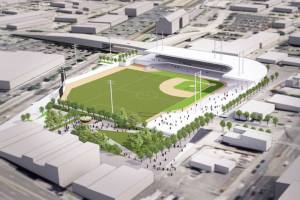 A rendering of possible configuration for a new multi-purpose stadium in downtown Everett. (DLR Group)