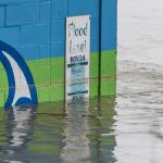 Debris shows the highest level the Snohomish River has reached on a flood level marker located along the base of the Todo Mexico building on First Street on Friday, Dec. 12, 2025 in Snohomish, Washington. (Olivia Vanni / The Herald)