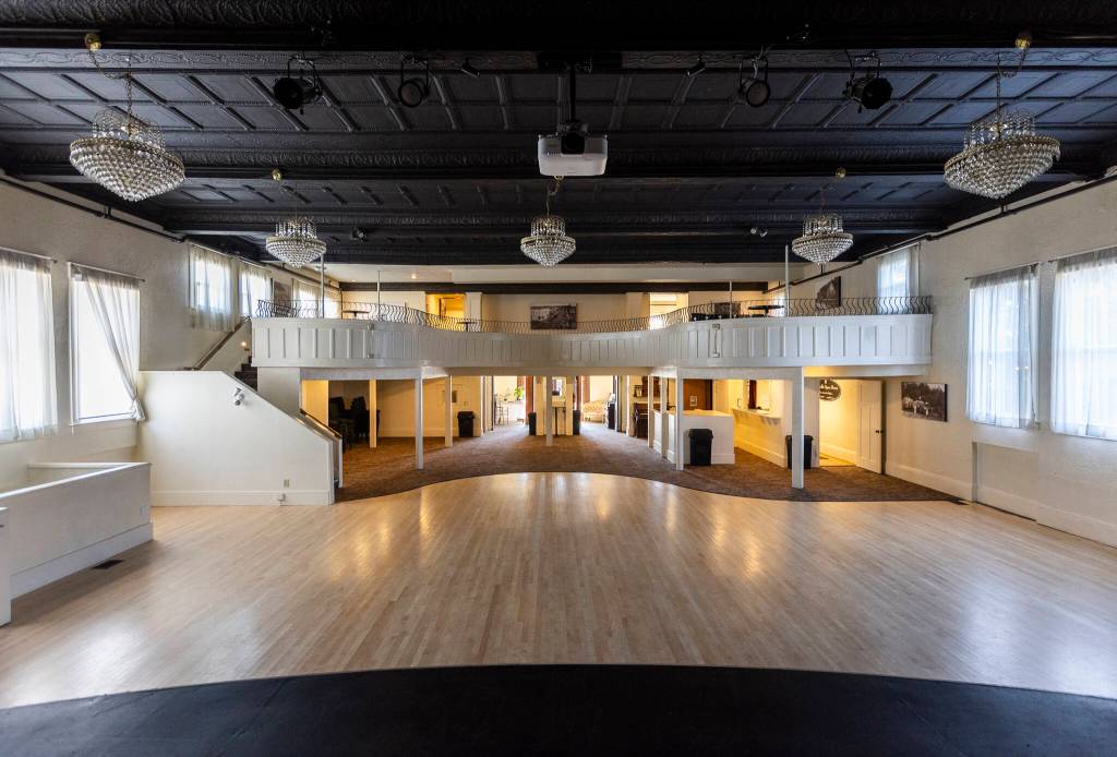 The view of the inside of the Marysville Opera House from the stage on Sept. 16, 2025 in Marysville, Washington. (Olivia Vanni / The Herald)