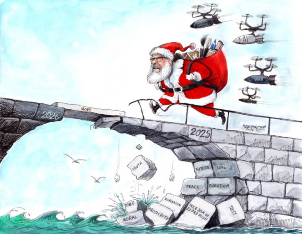 karikatur für tribüne-Bridge Over Troubled Water