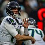 Seahawks quarterback Sam Darnolds turnovers have been an issue for Seattle this season. (Getty Images / The Athletic)