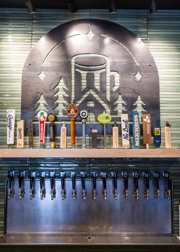 Some of the beers on tap at Dwellers Drinkery on Sept. 25, 2025 in Lake Stevens, Washington. (Olivia Vanni / The Herald)