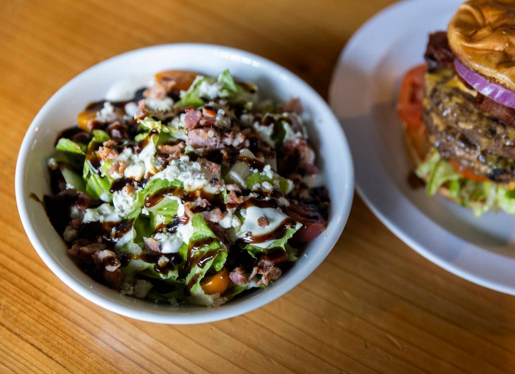 A &ldquo;lazy&rdquo; Cobb salad available at the Flying Pig on Monday, Dec. 29, 2025 in Everett, Washington. (Olivia Vanni / The Herald)
