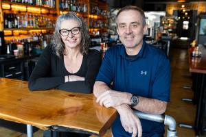Flying Pig owner NEED NAME and general manager Melease Small on Monday, Dec. 29, 2025 in Everett, Washington. (Olivia Vanni / The Herald)