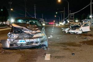 Four people were injured in a suspected DUI collision Saturday night on Highway 99 near Lynnwood. (Washington State Patrol)