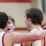 Snohomishs Hudson Smith looks up at the scoreboard during the game against Meadowdale on Monday, Jan. 5, 2026 in Snohomish, Washington. (Olivia Vanni / The Herald)