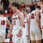 Snohomishs Grady Rohrich yells after beating Meadowdale on Monday, Jan. 5, 2026 in Snohomish, Washington. (Olivia Vanni / The Herald)