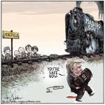 THis is an editorial cartoon by Michael de Adder . Michael de Adder was born in Moncton, New Brunswick. He studied art at Mount Allison University where he received a Bachelor of Fine Arts in drawing and painting. He began his career working for The Coast, a Halifax-based alternative weekly, drawing a popular comic strip called Walterworld which lampooned the then-current mayor of Halifax, Walter Fitzgerald. This led to freelance jobs at The Chronicle-Herald and The Hill Times in Ottawa, Ontario.

 

After freelancing for a few years, de Adder landed his first full time cartooning job at the Halifax Daily News. After the Daily News folded in 2008, he became the full-time freelance cartoonist at New Brunswick Publishing. He was let go for political views expressed through his work including a cartoon depicting U.S. President Donald Trump’s border policies. He now freelances for the Halifax Chronicle Herald, the Toronto Star, Ottawa Hill Times and Counterpoint in the USA. He has over a million readers per day and is considered the most read cartoonist in Canada.

 

Michael de Adder has won numerous awards for his work, including seven Atlantic Journalism Awards plus a Gold Innovation Award for news animation in 2008. He won the Association of Editorial Cartoonists' 2002 Golden Spike Award for best editorial cartoon spiked by an editor and the Association of Canadian Cartoonists 2014 Townsend Award. The National Cartoonists Society for the Reuben Award has shortlisted him in the Editorial Cartooning category. He is a past president of the Association of Canadian Editorial Cartoonists and spent 10 years on the board of the Cartoonists Rights Network.