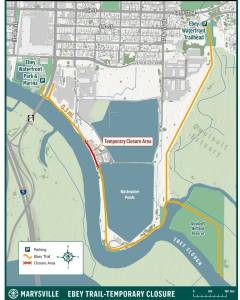 A section of the Ebey Waterfront Trail, west of the Marysville wastewater treatment plant, will be closed from Jan. 12-26. (City of Marysville)