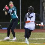 Jacksons Eva Torres throws the ball during the game against Squalicum on Wednesday, Jan. 7, 2026 in Everett, Washington. (Olivia Vanni / The Herald)