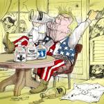 Karikatur für Tribüne- Solotrinker