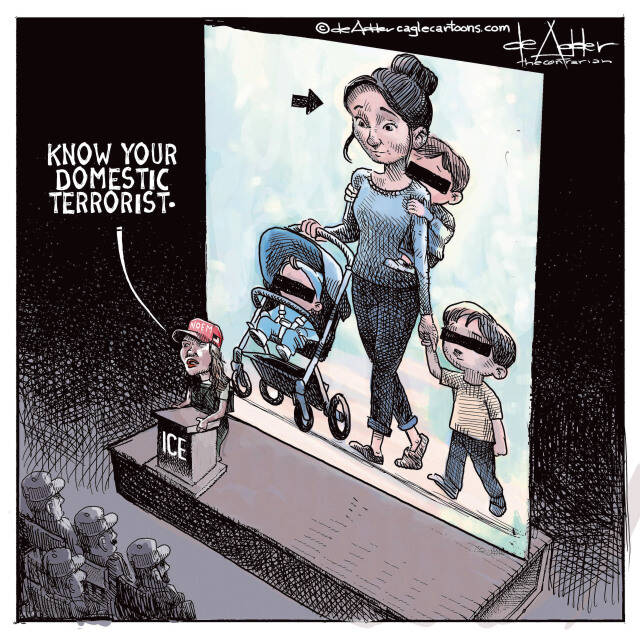 THis is an editorial cartoon by Michael de Adder . Michael de Adder was born in Moncton, New Brunswick. He studied art at Mount Allison University where he received a Bachelor of Fine Arts in drawing and painting. He began his career working for The Coast, a Halifax-based alternative weekly, drawing a popular comic strip called Walterworld which lampooned the then-current mayor of Halifax, Walter Fitzgerald. This led to freelance jobs at The Chronicle-Herald and The Hill Times in Ottawa, Ontario.

 

After freelancing for a few years, de Adder landed his first full time cartooning job at the Halifax Daily News. After the Daily News folded in 2008, he became the full-time freelance cartoonist at New Brunswick Publishing. He was let go for political views expressed through his work including a cartoon depicting U.S. President Donald Trump’s border policies. He now freelances for the Halifax Chronicle Herald, the Toronto Star, Ottawa Hill Times and Counterpoint in the USA. He has over a million readers per day and is considered the most read cartoonist in Canada.

 

Michael de Adder has won numerous awards for his work, including seven Atlantic Journalism Awards plus a Gold Innovation Award for news animation in 2008. He won the Association of Editorial Cartoonists' 2002 Golden Spike Award for best editorial cartoon spiked by an editor and the Association of Canadian Cartoonists 2014 Townsend Award. The National Cartoonists Society for the Reuben Award has shortlisted him in the Editorial Cartooning category. He is a past president of the Association of Canadian Editorial Cartoonists and spent 10 years on the board of the Cartoonists Rights Network.