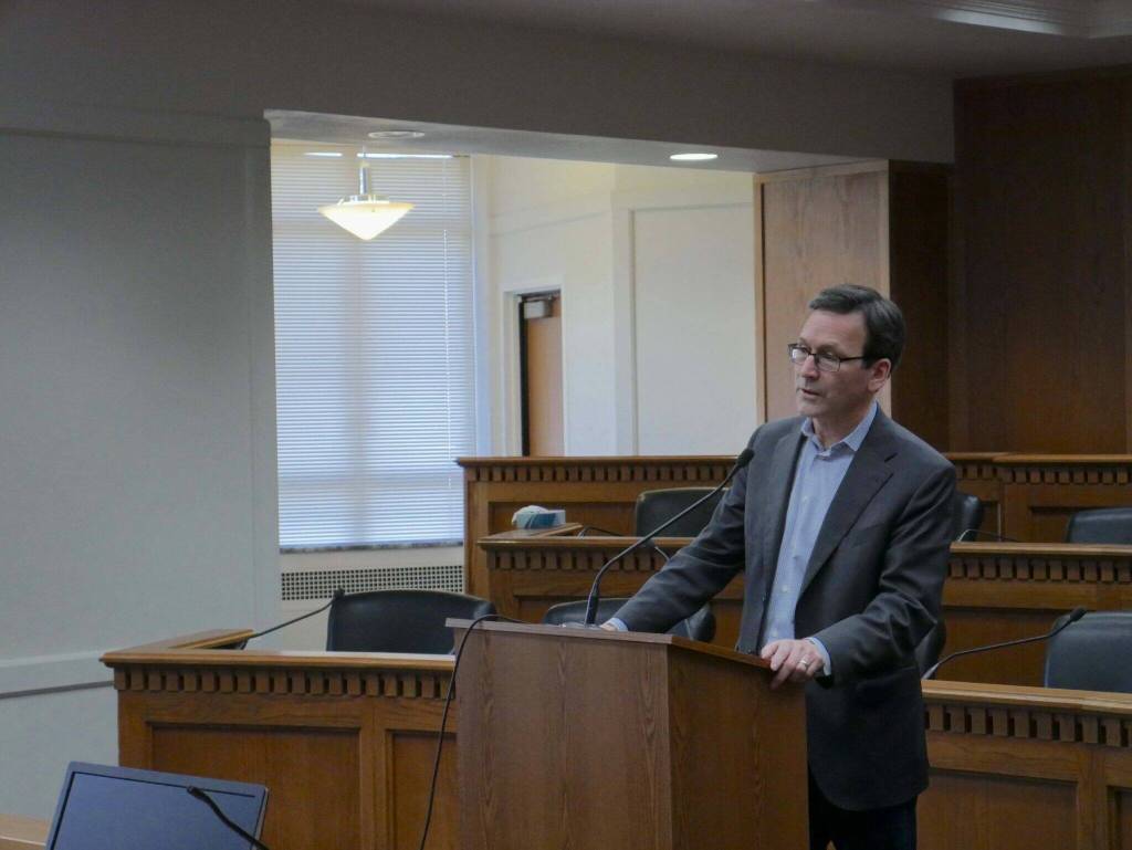 Gov. Bob Ferguson speaks to reporters in Olympia on Jan. 9, 2026. (Photo by Bill Lucia/Washington State Standard)