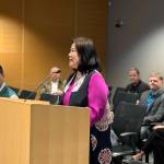 Consul general of the Republic of Korea, Eun-ji Seo, speaks to the Snohomish County Council during the Korean American Day ceremony on Jan. 13, 2026. (Taylor Scott Richmond / The Herald)