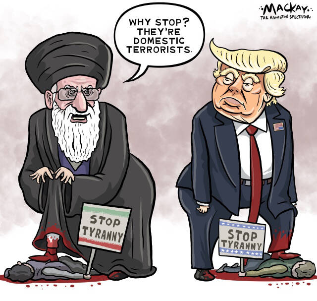 Editorial Cartoon by Graeme MacKay, The Hamilton Spectator – Saturday January 10, 2026

The Trump administration's bold geopolitical strategies in Iran and Venezuela challenge international norms, creating global tensions and uncertain outcomes.

A Tension-Filled Start to 2026 and the Uncertain Path Ahead

The first full week of 2026 has unfolded with notable tension, driven by the Trump administration's evolving strategy to challenge international norms. This has been evident across multiple hemispheres, including bold moves in Venezuela, controversial actions in Greenland, and growing hostility with former NATO allies. The administration's retreat from U.N. treaties further underscores its departure from established international law.

In the midst of this geopolitical upheaval, significant developments in Iran and Venezuela have captured global attention. Both nations, long under repressive regimes, are experiencing potential shifts that could lead to greater freedom and stability. However, these changes also reflect the intricate web of geopolitical interests and the unpredictable outcomes that accompany such transitions.

News: Iran’s Supreme Leader Vows to ‘Not Back Down’ as Protests Swell https://www.theglobeandmail.com/world/article-iran-news-protests-khamenei/ 

In Iran, widespread protests have erupted in response to economic hardship and political repression. Figures like Crown Prince Reza Pahlavi have galvanized public sentiment, highlighting a growing discontent with the theocratic regime. Similarly, in Venezuela, the U.S.-led mission to oust Maduro has disrupted a regime known for its alliances with Iran and proxies like Hezbollah.

The strategic weakening of Iran's regional influence, particularly through its ties with Venezuela, represents a significant achievement for the Trump administration. Aligning with an "America First" strategy, these actions target networks perceived as threats to U.S. interests and allies, notably Israel. Yet, this