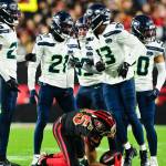 Seattle Seahawks linebacker Ernest Jones IV (13) and Devin Witherspoon (21) have helped turn around the team's defense. (Photo courtesy of the Seattle Seahawks)