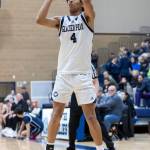 Glacier Peaks Justin Vinson makes a three point shot during the game against Arlington on Friday, Jan. 16, 2026 in Snohomish, Washington. (Olivia Vanni / The Herald)