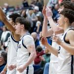 The Glacier Peak bench reacts to a shot during the game against Arlington on Friday, Jan. 16, 2026 in Snohomish, Washington. (Olivia Vanni / The Herald)