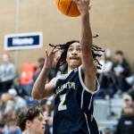 Arlingtons Mac Crews makes a layup during the game against Glacier Peak on Friday, Jan. 16, 2026 in Snohomish, Washington. (Olivia Vanni / The Herald)
