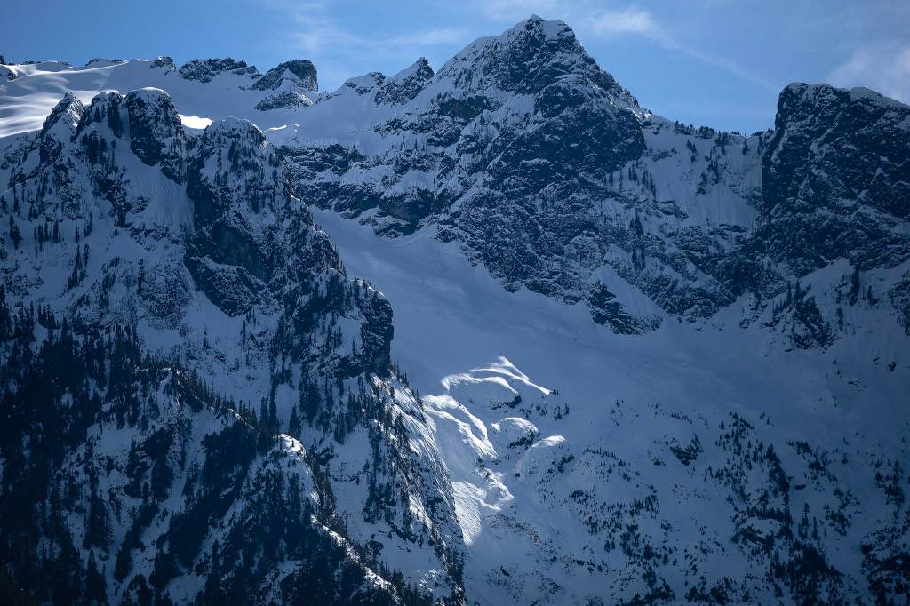 Ryan Berry / The Herald
Late winter snowpack is seen on Whitehorse Mountain, near Darrington in 2024.