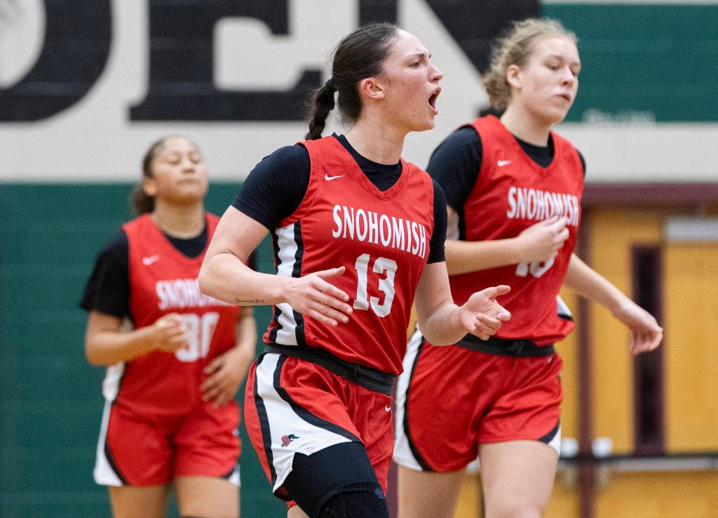 Snohomishs Sienna Capelli reacts during the game against Jackson on Thursday, Jan. 22, 2026 in Mill Creek, Washington. (Olivia Vanni / The Herald)