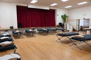 Beds at the east Everett cold weather shelter on Tuesday, Feb. 11 in Everett, Washington. (Will Geschke / The Herald)
